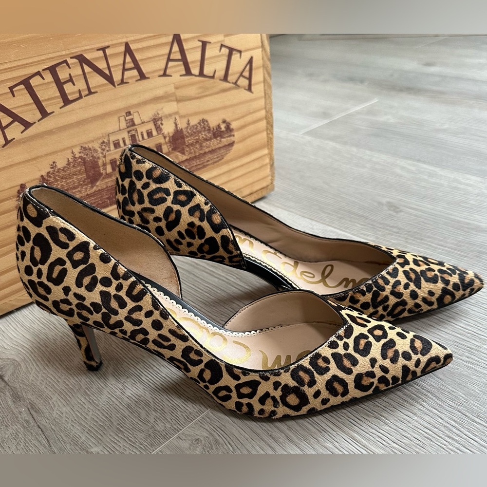 Sam Edelman Leopard Print Pointed Toe Kitten Heels